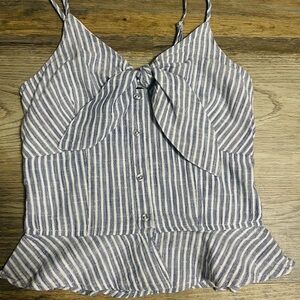Japna Navy and White Striped Bow Blouse 100% Cotton